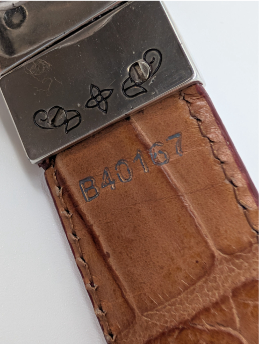 Vintage Brighton B40167 Reversible Red Brown Braided Croc Embossed Leather Belt - Picture 4 of 14